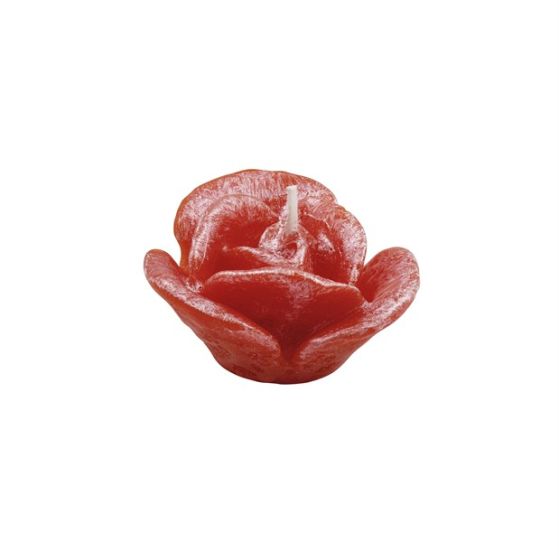 CANDLE THREE-PETAL ROSE PEARLY RED