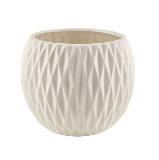 CERAMIC SPHERE WITH DIAMOND PATTERN IVORY