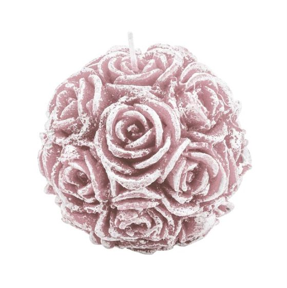 CANDLE SMALL BEAUTIFUL SPHERE PEARLY ANTIQUE PINK