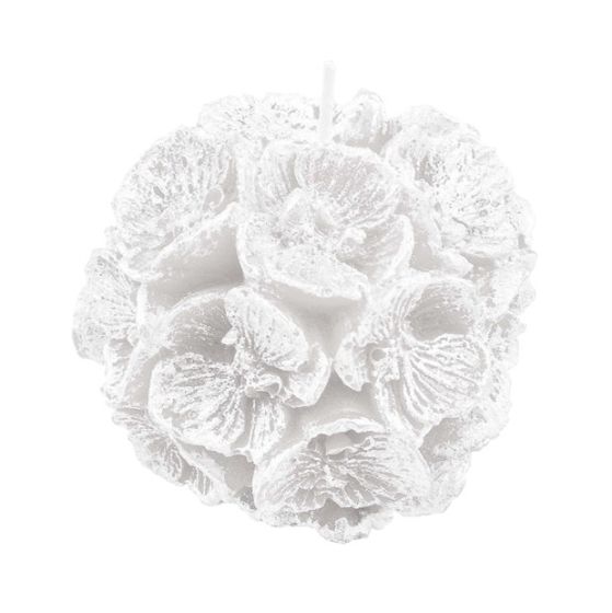CANDLE SMALL SPHERE WITH ORCHID PEARLY WHITE