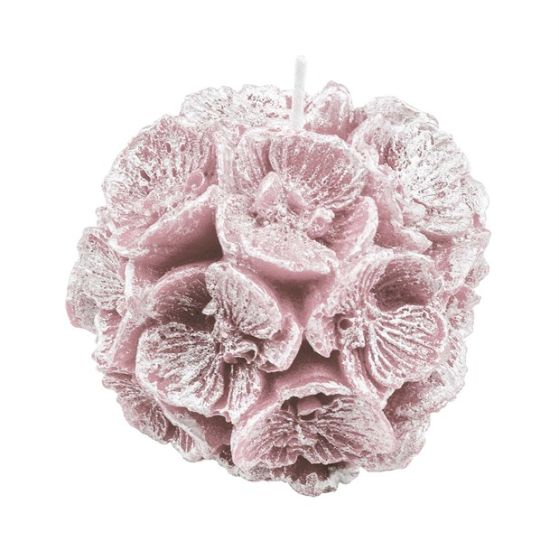 CANDLE SMALL SPHERE WITH ORCHID PEARLY ANTIQUE PINK