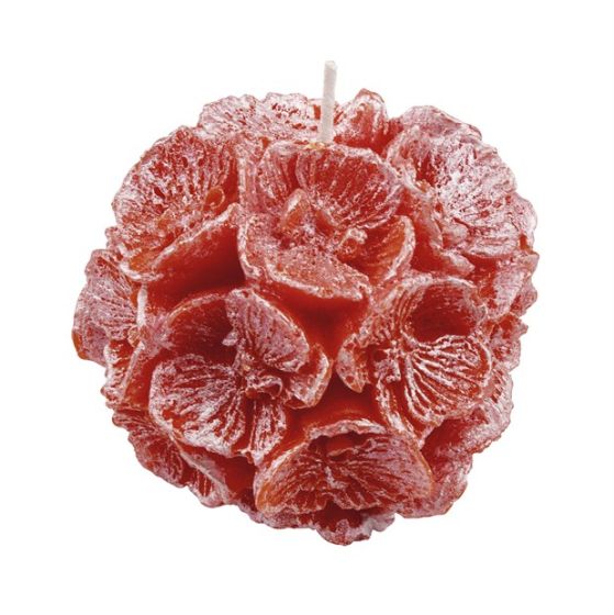 CANDLE SMALL SPHERE WITH ORCHID PEARLY RED