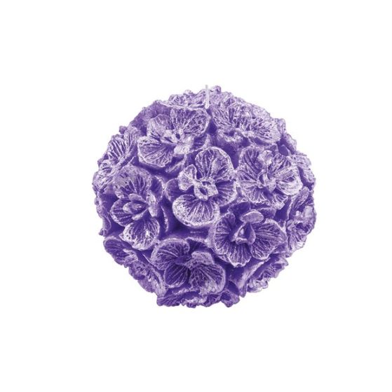 LUMÂNARE MEDIE SFERĂ CU ORHIDEE LILIAC PERLAT