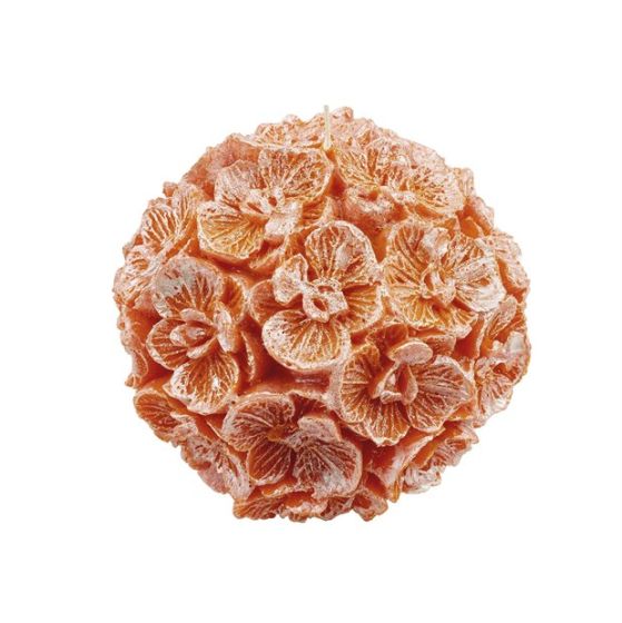 CANDLE LARGE SPHERE WITH ORCHID PEARLY ORANGE