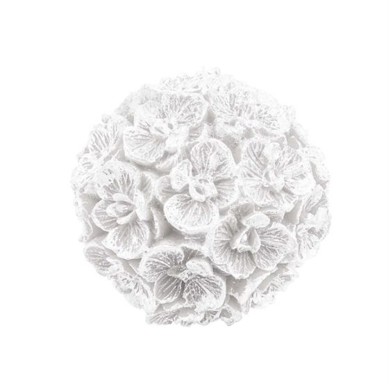 CANDLE LARGE SPHERE WITH ORCHID PEARLY WHITE