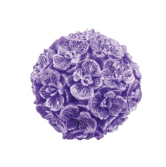 LUMÂNARE MARE SFERĂ CU ORHIDEE LILIAC PERLAT