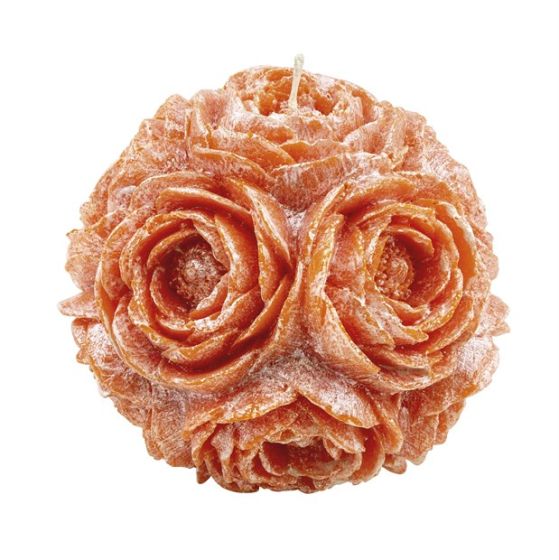 CANDLE SPHERE WITH RANUNCULUS PEARLY ORANGE