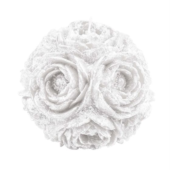 CANDLE SPHERE WITH RANUNCULUS PEARLY WHITE