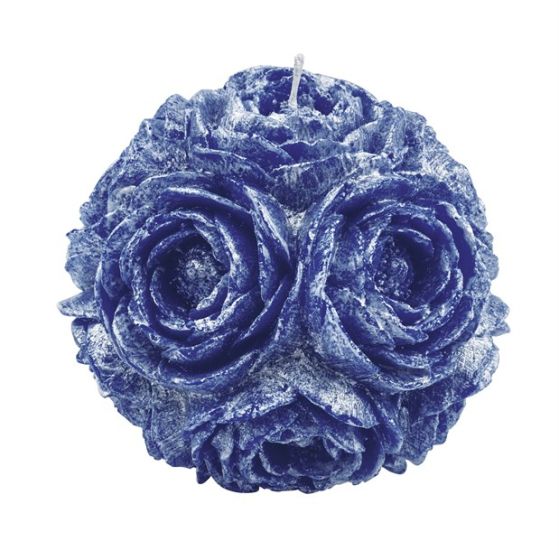 CANDLE SPHERE WITH RANUNCULUS PEARLY BLUE