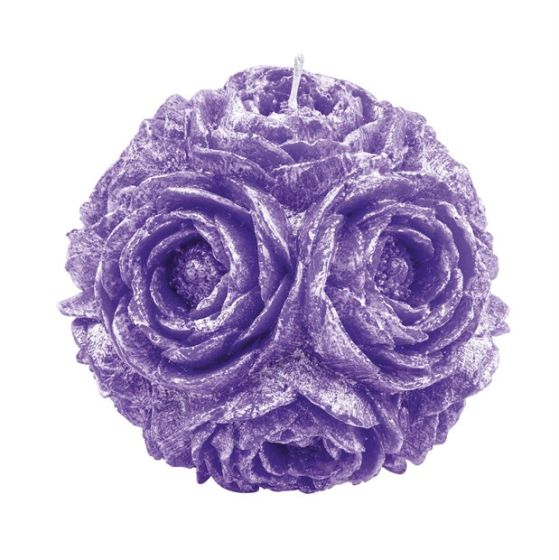 LUMÂNARE SFERĂ CU RANUNCUL LILIAC PERLAT