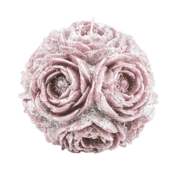 CANDLE SPHERE WITH RANUNCULUS PEARLY ANTIQUE PINK