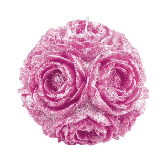 CANDLE SPHERE WITH RANUNCULUS PEARLY PINK