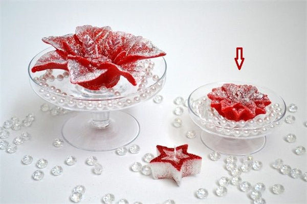 CANDLE CHRISTMAS STAR SMALL RED GLITTER