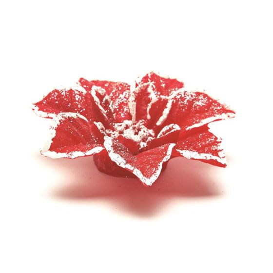 CANDLE CHRISTMAS STAR LARGE RED GLITTER