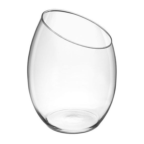 GLASS VASE WITH SLANTED HOT CUT