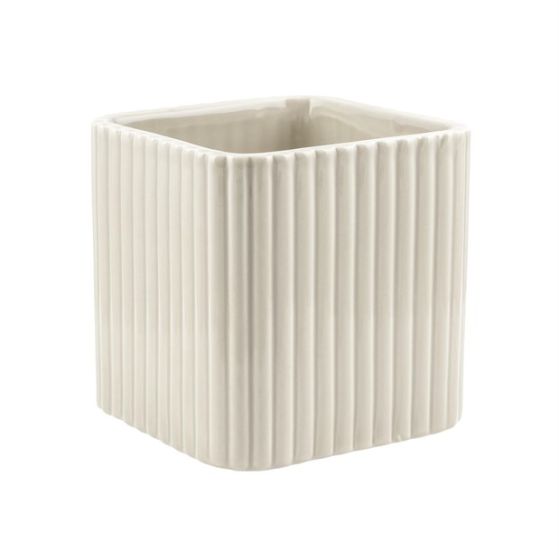 STRIPED CERAMIC CUBE IVORY