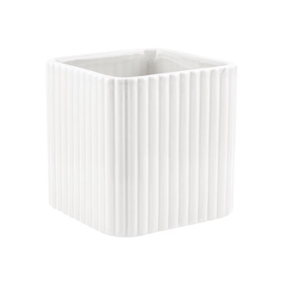 STRIPED CERAMIC CUBE WHITE