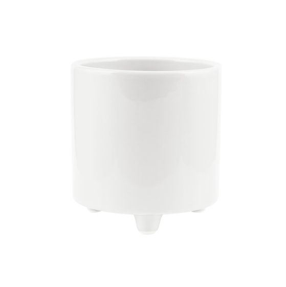 CERAMIC CYLINDER WITH BASE WHITE