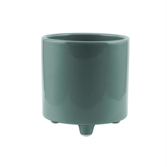 CERAMIC CYLINDER WITH BASE PETROL GREEN