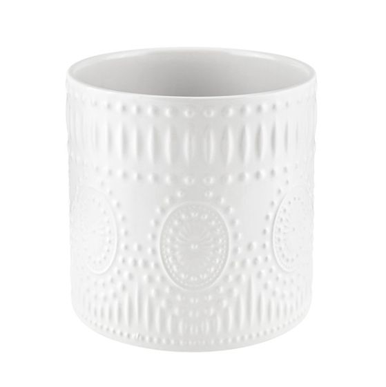 DECORATED CERAMIC CYLINDER WHITE ELECTROLYTIC