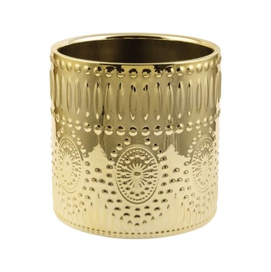 DECORATED CERAMIC CYLINDER GOLD ELECTROLYTIC