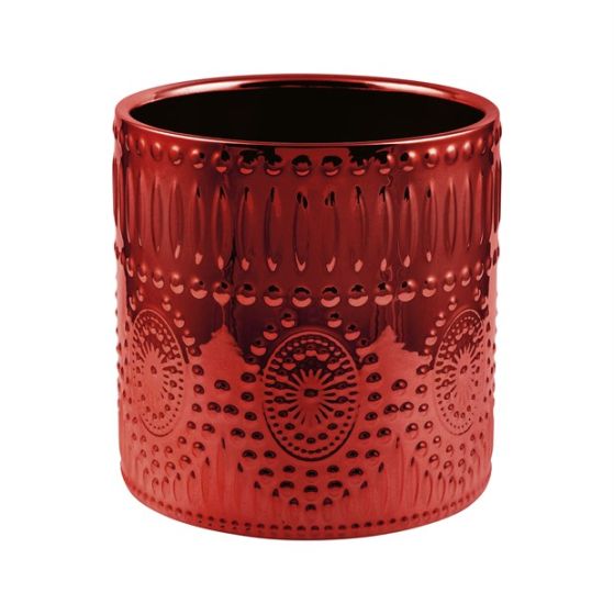 DECORATED CERAMIC CYLINDER RED ELECTROLYTIC